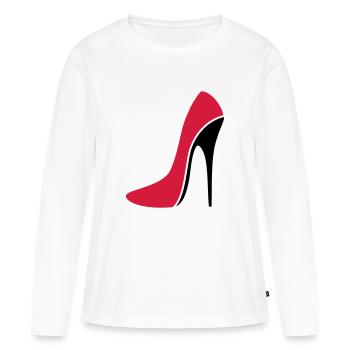 Stiletto sexy / talon haut - trois - T-shirt manches longues Premium bio Femme - blanc - Devant - Julia (174cm)