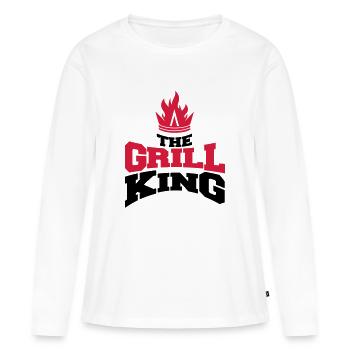 le roi du barbecue - T-shirt manches longues Premium bio Femme - blanc - Devant - Julia (174cm)