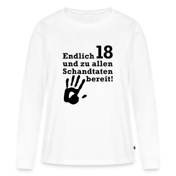 Enfin 18 - T-shirt manches longues Premium bio Femme - blanc - Devant - Julia (174cm)