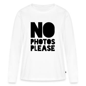 pas de photos s'il vous plaît - T-shirt manches longues Premium bio Femme - blanc - Devant - Julia (174cm)