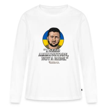 Zelenskyi Citation Munitions Covoiturage - T-shirt manches longues Premium bio Femme - blanc - Devant - Julia (174cm)