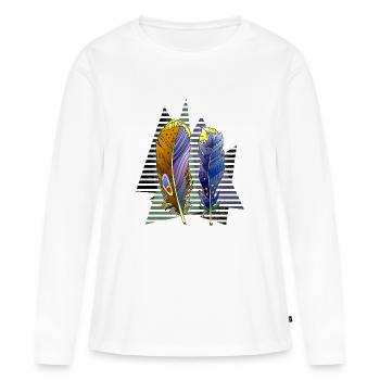 Feder - Frauen Premium Bio Langarmshirt - Weiß - Vorne - Julia (174cm)