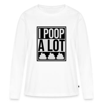 Je fais beaucoup caca - T-shirt manches longues Premium bio Femme - blanc - Devant - Julia (174cm)
