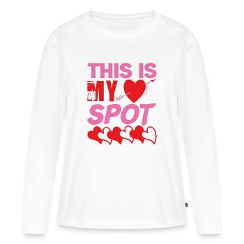 DAS IST MEINE PUNKTWÄRME - Frauen Premium Bio Langarmshirt - Weiß - Vorne - Julia (174cm)
