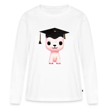 Certificat de fin d’études en alpaga - T-shirt manches longues Premium bio Femme - blanc - Devant - Julia (174cm)