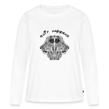 La merde arrive - la malchance - T-shirt manches longues Premium bio Femme - blanc - Devant - Julia (174cm)