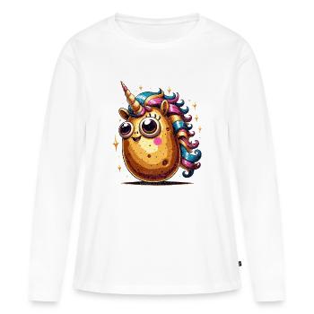 Funny Potato Gift Idea - Women's Premium Organic Long Sleeve Shirt - white - Front - Julia (174cm)
