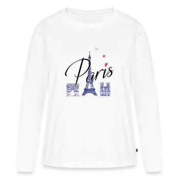 Paris Romance - T-shirt manches longues Premium bio Femme - blanc - Devant - Julia (174cm)