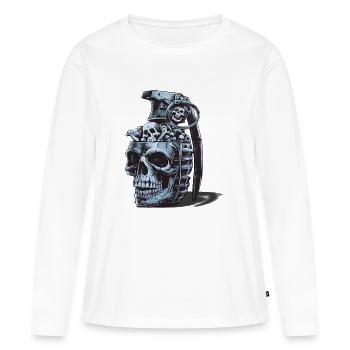 Design der Skelettgranate - Frauen Premium Bio Langarmshirt - Weiß - Vorne - Julia (174cm)
