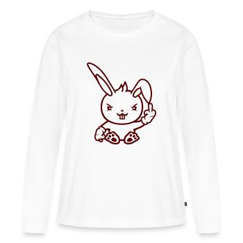 Lapin Majeur Montrer Méchant Coquin Insultant - T-shirt manches longues Premium bio Femme - blanc - Devant - Julia (174cm)