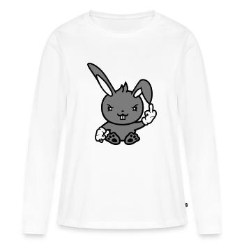 Lapin Majeur Montrer Méchant Coquin Insultant - T-shirt manches longues Premium bio Femme - blanc - Devant - Julia (174cm)