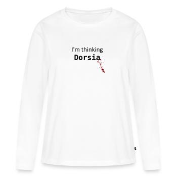 I'm thinking Dorsia - Frauen Premium Bio Langarmshirt - Weiß - Vorne - Julia (174cm)