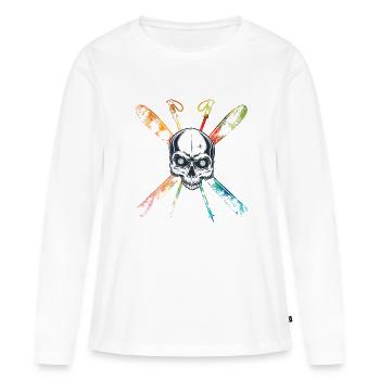 Chemise Skieur Skull Skull Skull - T-shirt manches longues Premium bio Femme - blanc - Devant - Julia (174cm)