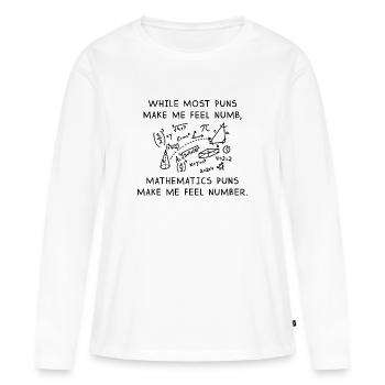 Jeux de mots mathématiques - T-shirt manches longues Premium bio Femme - blanc - Devant - Julia (174cm)