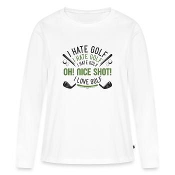 I Hate Golf - Frauen Premium Bio Langarmshirt - Weiß - Vorne - Julia (174cm)