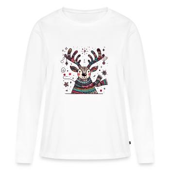 Rudolph - Frauen Premium Bio Langarmshirt - Weiß - Vorne - Julia (174cm)