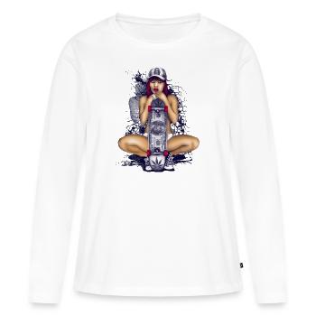 Penny patineuse - T-shirt manches longues Premium bio Femme - blanc - Devant - Julia (174cm)