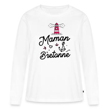 Maman bretonne - T-shirt manches longues Premium bio Femme - blanc - Devant - Julia (174cm)