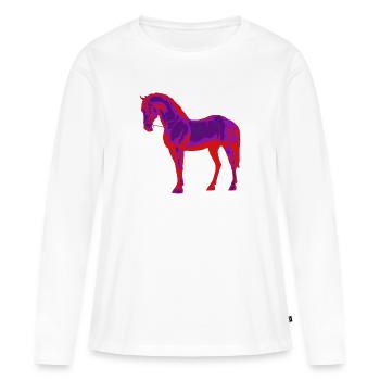 Horse neon - Women's Premium Organic Long Sleeve Shirt - white - Front - Julia (174cm)