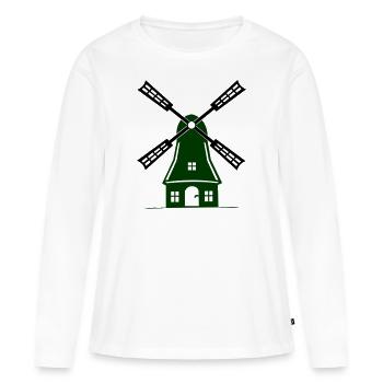 Moulin à vent - T-shirt manches longues Premium bio Femme - blanc - Devant - Julia (174cm)
