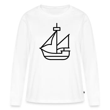 Bateau pirate - T-shirt manches longues Premium bio Femme - blanc - Devant - Julia (174cm)
