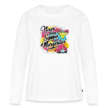 Hören Sie nie auf, Margaritas zu schlürfen Design - Frauen Premium Bio Langarmshirt - Weiß - Vorne - Julia (174cm)