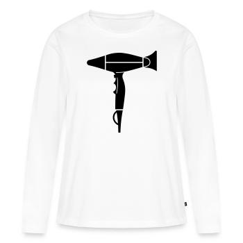 Seche cheveux - T-shirt manches longues Premium bio Femme - blanc - Devant - Julia (174cm)