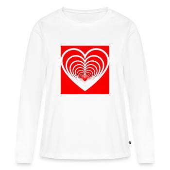 Cœurs Mêlés Rouge - T-shirt manches longues Premium bio Femme - blanc - Devant - Julia (174cm)