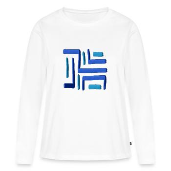 Labyrinthe peinture bleu - T-shirt manches longues Premium bio Femme - blanc - Devant - Julia (174cm)