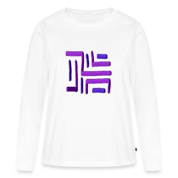Labyrinthe peinture violette - T-shirt manches longues Premium bio Femme - blanc - Devant - Julia (174cm)