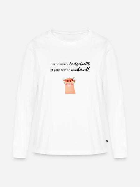 Lama - wundervoll - Frauen Premium Bio Langarmshirt - Weiß