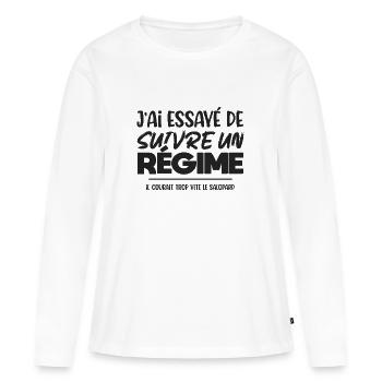Régime humour obésité cadeau drôle sport - T-shirt manches longues Premium bio Femme - blanc - Devant - Julia (174cm)