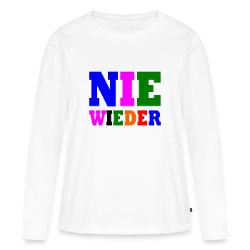 Nie wieder - Frauen Premium Bio Langarmshirt - Weiß - Vorne - Julia (174cm)