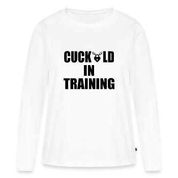 cuckold in training - T-shirt manches longues Premium bio Femme - blanc - Devant - Julia (174cm)