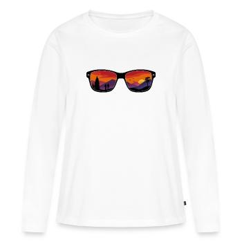 Mountains at sunset – Wanderlust - Women's Premium Organic Long Sleeve Shirt - white - Front - Julia (174cm)