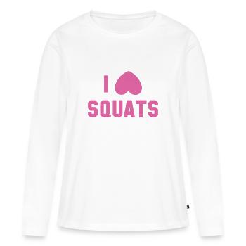 J’adore les squats - T-shirt manches longues Premium bio Femme - blanc - Devant - Julia (174cm)