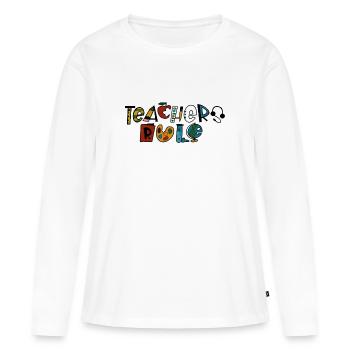Règle des enseignants - T-shirt manches longues Premium bio Femme - blanc - Devant - Julia (174cm)