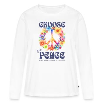 Choose Peace! Hippie Peace Zeichen im Retrolook - Frauen Premium Bio Langarmshirt - Weiß - Vorne - Julia (174cm)