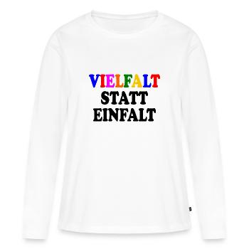 vielfalt statt einfalt - Frauen Premium Bio Langarmshirt - Weiß - Vorne - Julia (174cm)