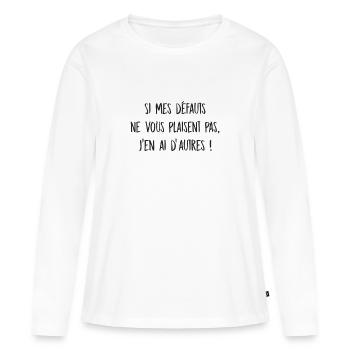 défauts maniac bavard - T-shirt manches longues Premium bio Femme - blanc - Devant - Julia (174cm)