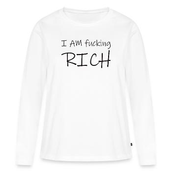L’argent dit Rish - T-shirt manches longues Premium bio Femme - blanc - Devant - Julia (174cm)