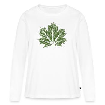 Feuille d’érable / Feuille - Érable botanique - T-shirt manches longues Premium bio Femme - blanc - Devant - Julia (174cm)