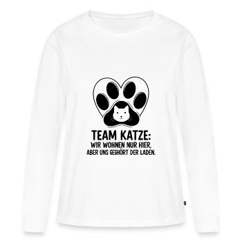 Uns gehört der Laden - Frauen Premium Bio Langarmshirt - Weiß - Vorne - Julia (174cm)