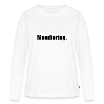 Mondioring. Motif chien Noir - T-shirt manches longues Premium bio Femme - blanc - Devant - Julia (174cm)