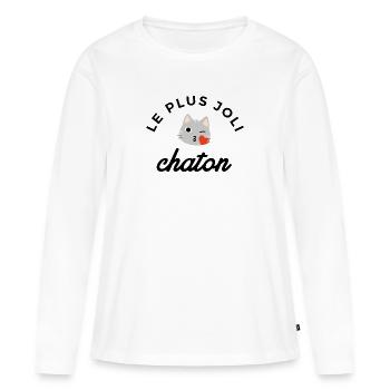 Chaton - T-shirt manches longues Premium bio Femme - blanc - Devant - Julia (174cm)