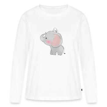 Conception d'amitié éléphant lapin - T-shirt manches longues Premium bio Femme - blanc - Devant - Julia (174cm)