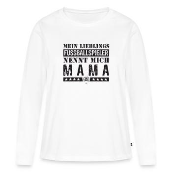 Football Mama Shirt ● Joueur de foot préféré - T-shirt manches longues Premium bio Femme - blanc - Devant - Julia (174cm)