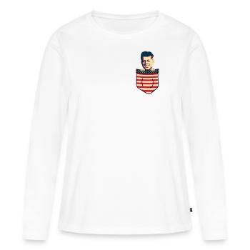 John F Kennedy poche poitrine - T-shirt manches longues Premium bio Femme - blanc - Devant - Julia (174cm)