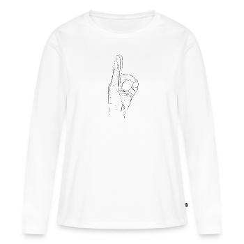 OK geste main - T-shirt manches longues Premium bio Femme - blanc - Devant - Julia (174cm)