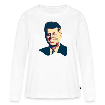 John F Kennedy Pop Art Tshirt - T-shirt manches longues Premium bio Femme - blanc - Devant - Julia (174cm)